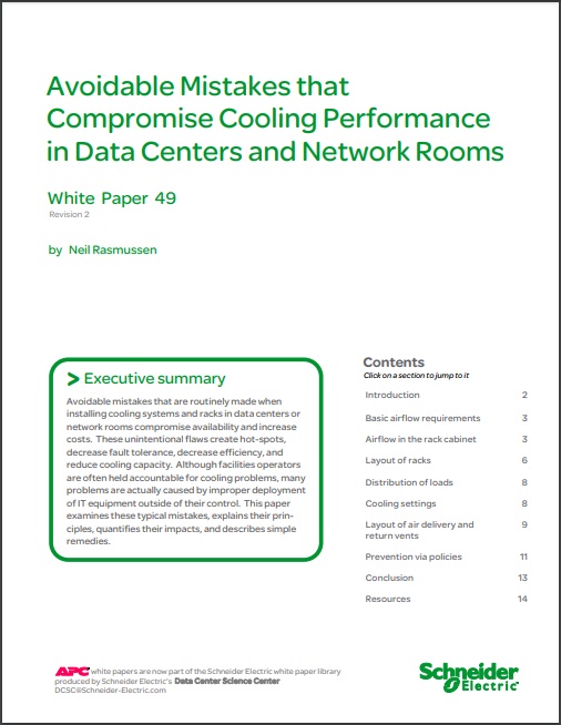 Avoidable mistakes that are routinely made when installing cooling systems and racks in data centers or network rooms compromise availability and increase costs.