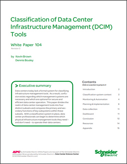 Data centers today lack a formal system for classifying infrastructure management tools.
