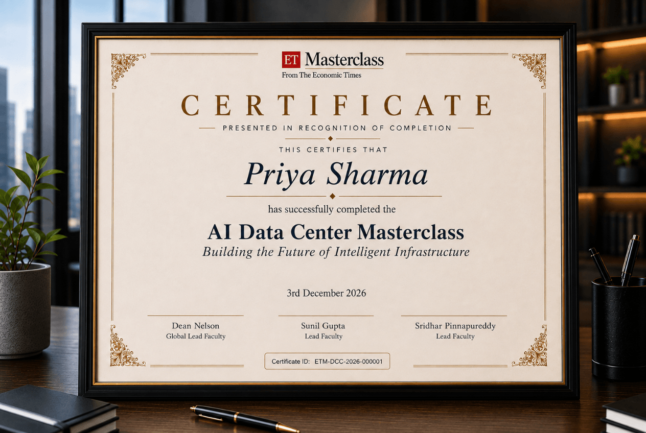 Certificate of Completion for Strategic Centering with AI, ET Masterclass