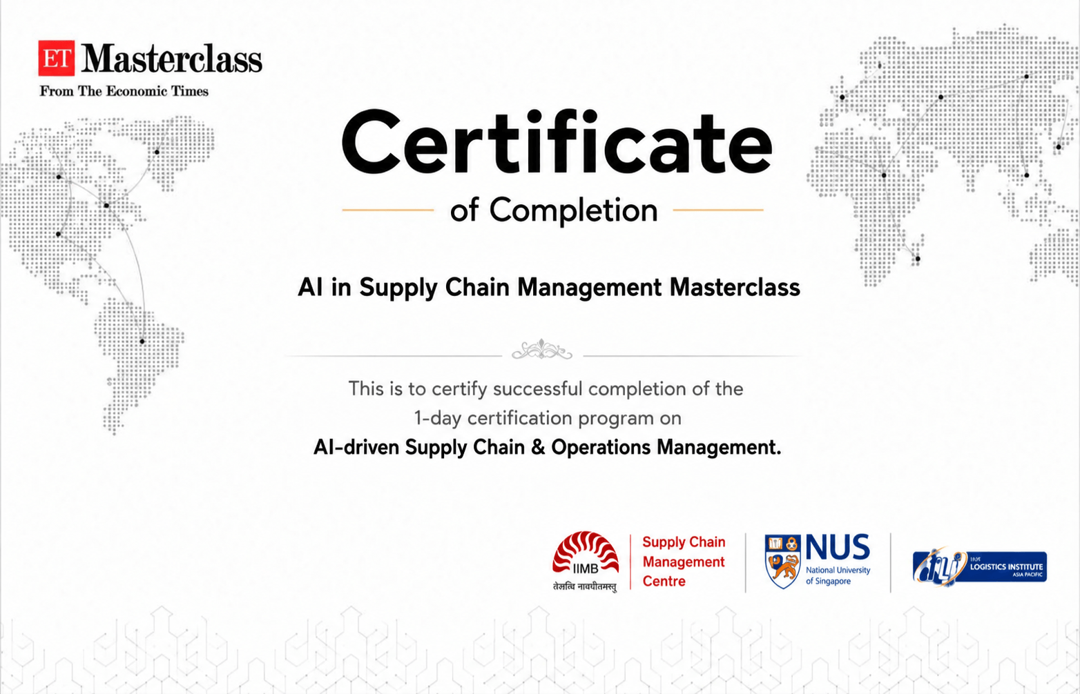 Sample certificate signed by Dr. Ram Charan